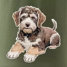 Lagotto romagnolo ležiaci vyšívaný na prsníku