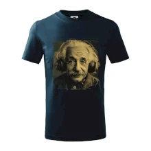 Albert Einstein so slúchadlami Albert Einstein so slúchadlami