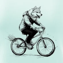 Vlk na bicykli Vlk na bicykli