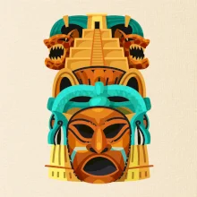 Mayová maska s pyramídou