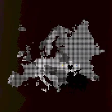 Mapa Európy - srdce v Ukrajine