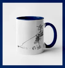 Kreslený rybár na pni