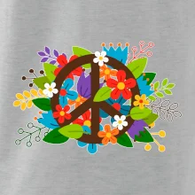 Peace symbol prerastený kvetinami