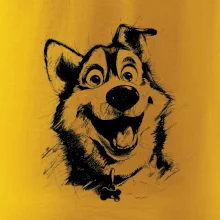 Čiernobiela karikatúra husky