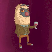 Alpaka s vínom muž