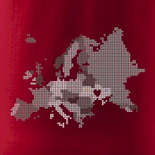 Mapa Európy - srdce v Ukrajine