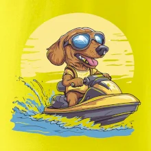 Jazvečík na vodnom skútri