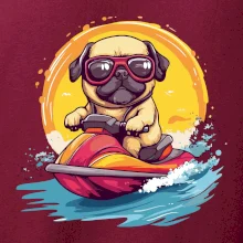 Mops na vodnom skútri