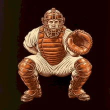 Baseballový catcher retro rytina
