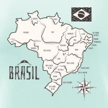Brazília mapa s názvami regiónov