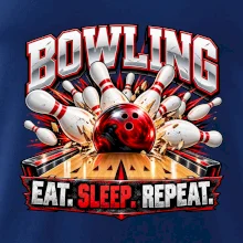 Bowlingová guľa a kolky eat sleep repeat