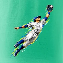 Baseballový polař chytá míček ve výskoku