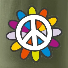 Peace symbol s kreslenou kvetinou