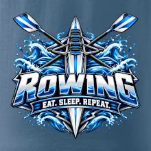 Veslařská loď se zkříženými vesly eat sleep repeat