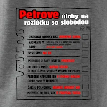 Tričko na rozlúčku s úlohami vpredu