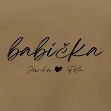 Babička Tričko s menami detí písacie písmo