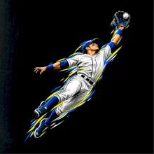 Baseballový polař chytá míček ve výskoku