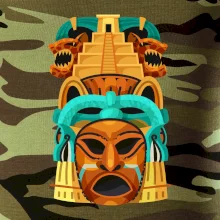 Mayová maska s pyramídou