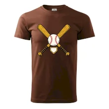 Zkřížené baseballové pálky a míček
