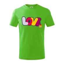 Love nápis s kvetinou