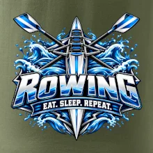 Veslařská loď se zkříženými vesly eat sleep repeat