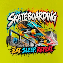 Skateboard ve street stylu eat sleep repeat