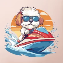 Bišónik na vodnom skútri