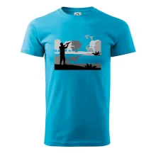 Lovec a stavač v lese