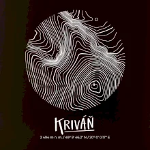 Kriváň - vrstevnice v kruhu
