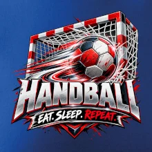 Hádzanárska lopta v bránke eat sleep repeat