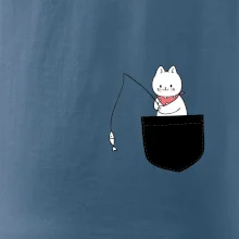 Mačka s rybou vo vrecku