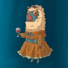 Alpaka s vínom žena