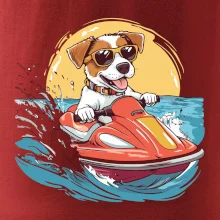 Jack russell teriér na vodnom skútri