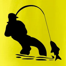 Rybár ťahajúce rybu