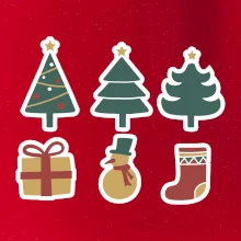 Vianočná sada - stromčeky a darčeky