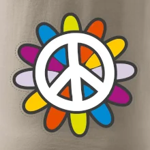 Peace symbol s kreslenou kvetinou