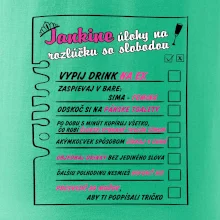 Tričko na rozlúčku s úlohami vpredu