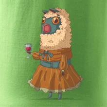 Alpaka s vínom žena