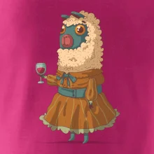 Alpaka s vínom žena