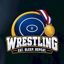 Zápasnická žíněnka se zlatou medailí eat sleep wrestling  repeat
