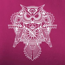 Steampunk sova čiernobiela