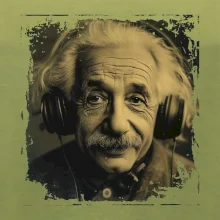 Albert Einstein so slúchadlami