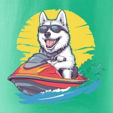 Husky na vodnom skútri