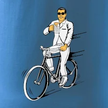 Gentleman na bicykli s pivom