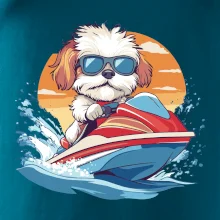 Bišónik na vodnom skútri