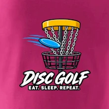 Discgolfový kôš s letiacim diskom eat sleep repeat