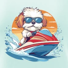 Bišónik na vodnom skútri