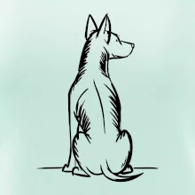 Pes kreslený zozadu