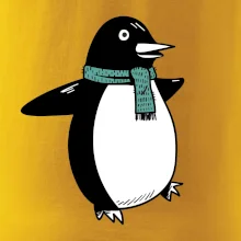 Tučniak so zeleným šálom