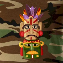 Mayová maska s perím